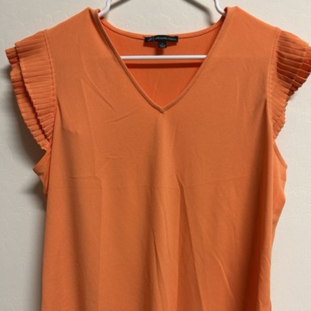 Adrianna Papell Orange Colored Top with Ruffle Cap Sleeve Large